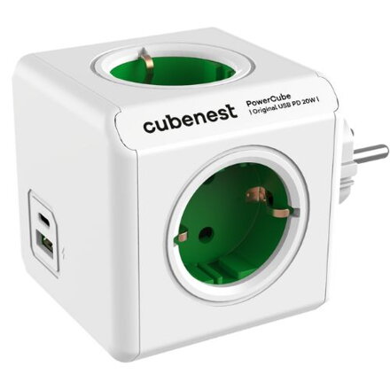 Cubenest PowerCube Original USB A+C PD 20 W Tipo F verde